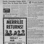 Faculty Committee Probes ROTC, Report May Be Ready Next Week, late April 1969
