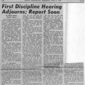 First Discipline Hearing Adjourns, Report Soon, 4/9/1969