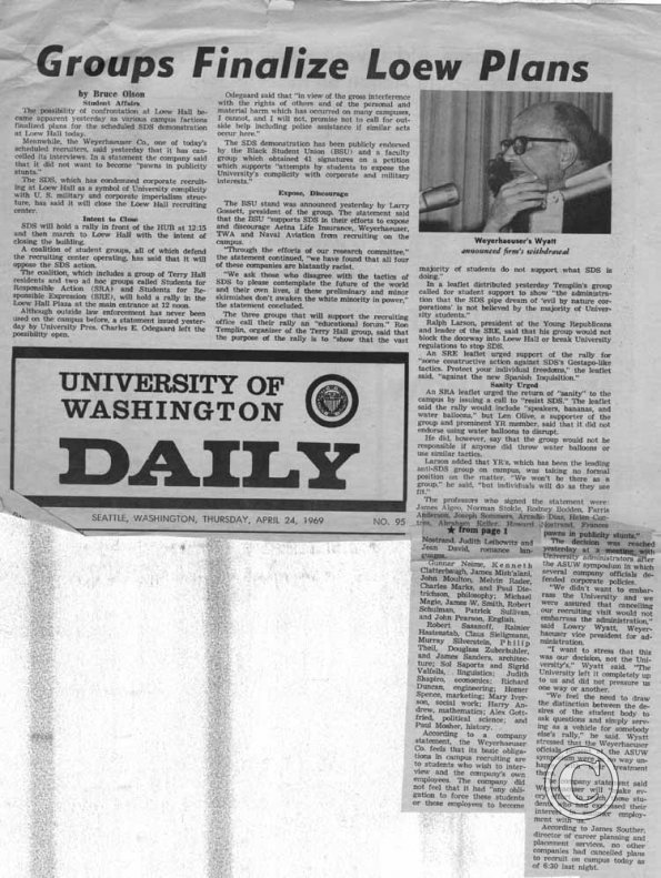 Groups Finalize Loew Plans, Daily, 4/24/1969