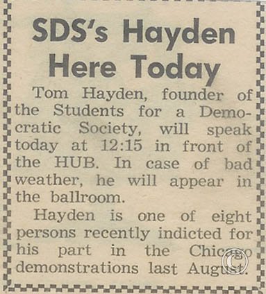 Tom Hayden speaks, UW Daily, 4-11-69