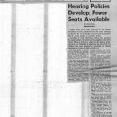Hearing Policies Develop, Fewer Seats Available, Daily, 4/2/1969