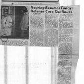 Hearing Resumes today, Defense Case Continues, Daily, 4/8/1969 pt. 1