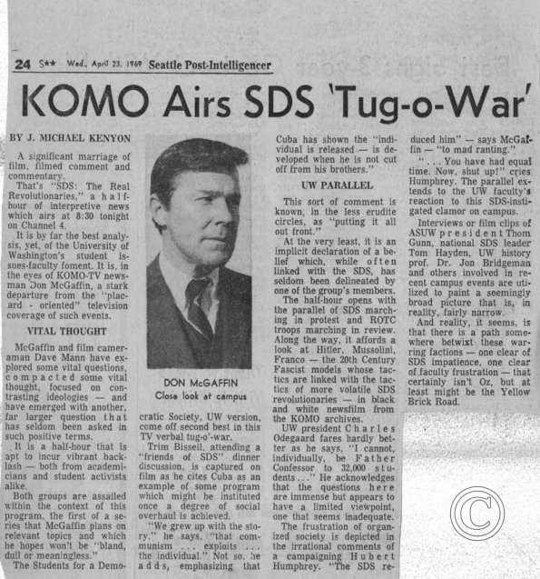 KOMO Airs SDS Tug-o-War, SPI, 4/23/1969