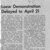 Loew Demonstration Delayed to April 21, 4/11/1969