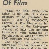 SDS is subject of KOMO TV film, 4-23-69