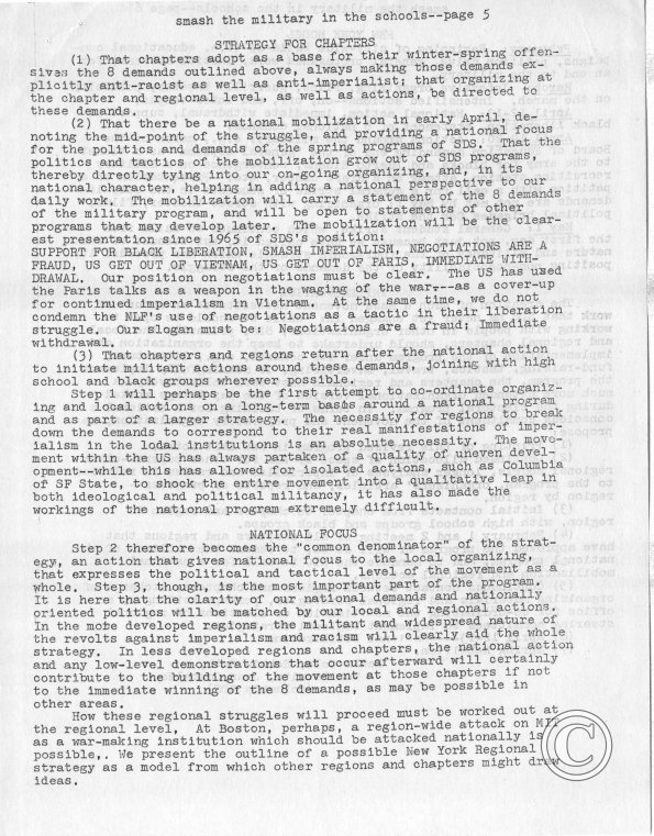 Smash The Military In the Schools Packet, pt. 5 (Columbia University SDS)
