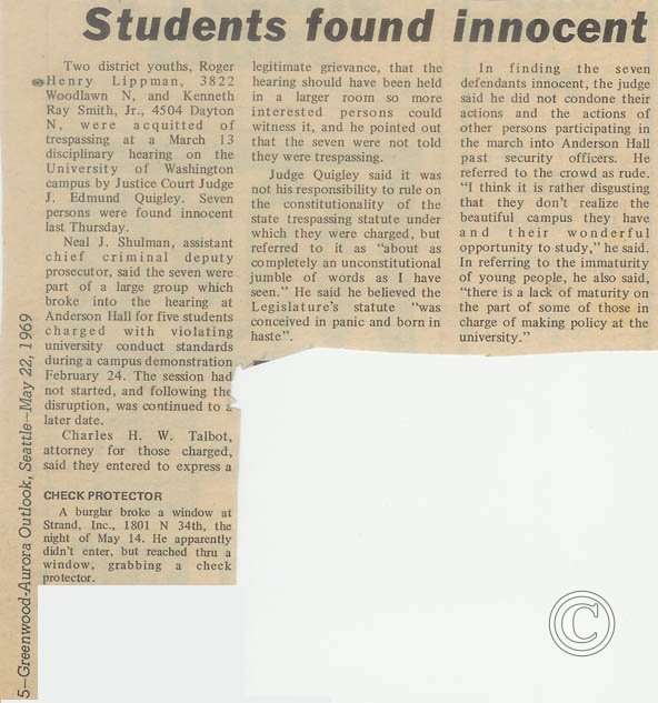 Students found innocent, 5/22/1969