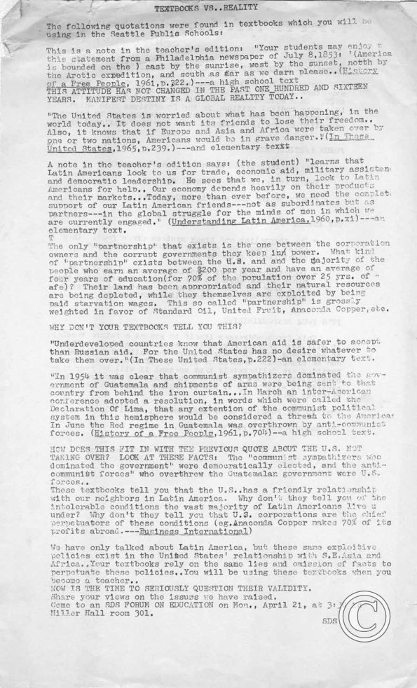 Textbook vs Reality, SDS, 4-21-69 pt. 1