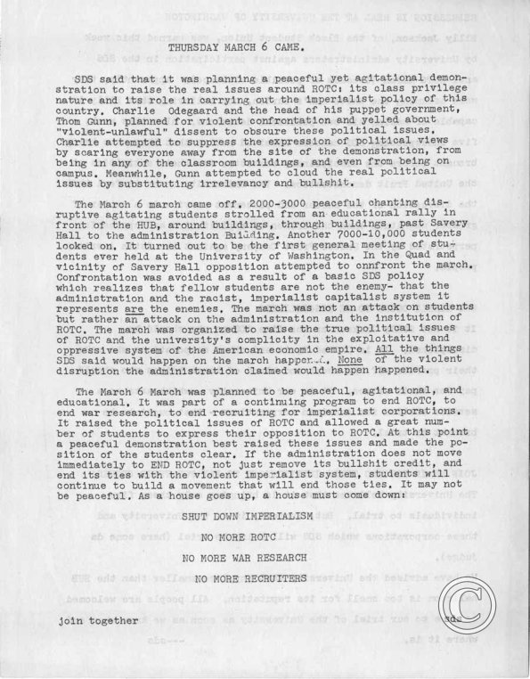 Thursday March 6 Came, SDS, 3-7-69 pt. 1