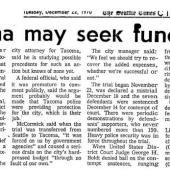 Tacoma may seek funds after trial. Seattle Times, 12/22/1970