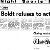 Judge Boldt refuses to act on bail plea. Seattle Times, 12/28/1970
