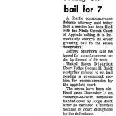 Court asked to enforce ruling on bail for 7. Seattle Times, 12/29/1970