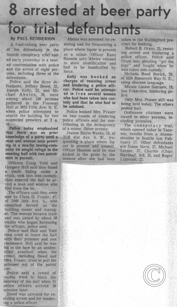 8 Arrested At Beer Party For Trial Defendants, Seattle Times, 11/23/1970 pt. 2