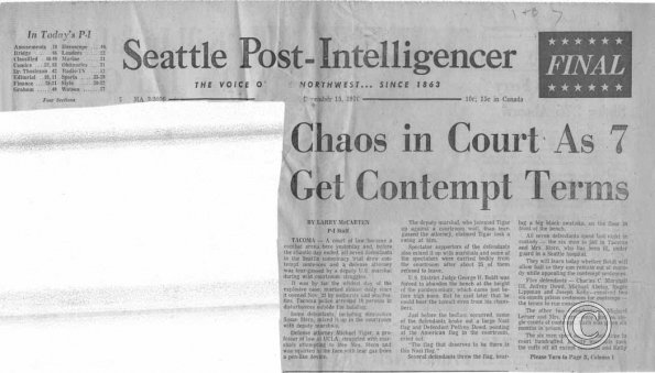 Chaos In Court 7 Sentenced For Contempt, Seattle PI, 12/15/1970 pt. 1