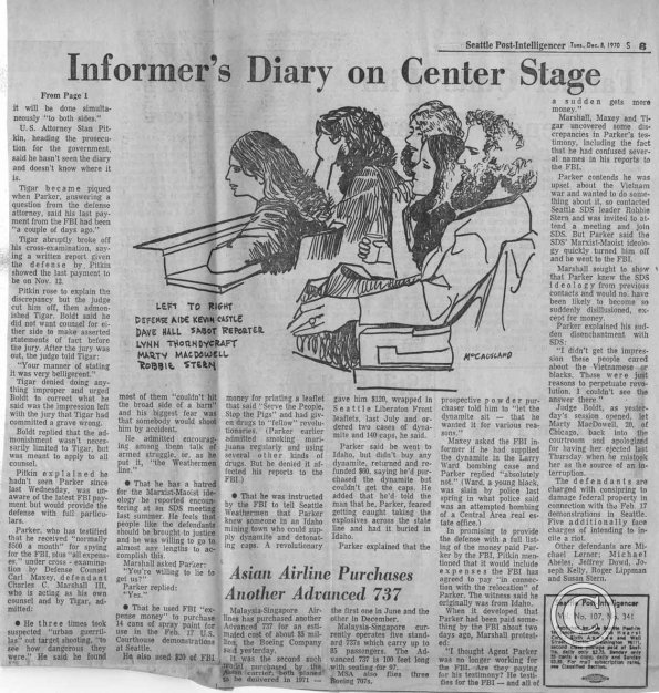 Informer's Diary On Center Stage, Seattle PI, 12/8/1970 pt. 2