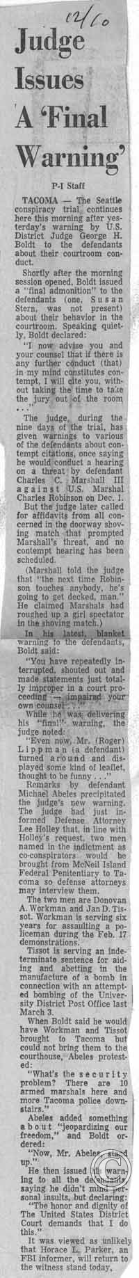 Judge Issues A Final Warning, 12/10/1970