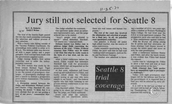 Jury Still Not Selected For Seattle 8, 11/25/1970