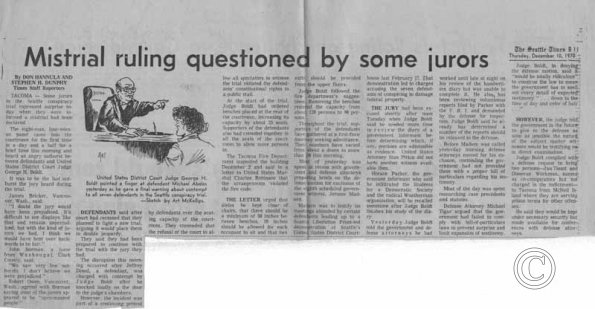 Mistrial Ruling Questioned By Some Jurors, Seattle Times, 12/10/1970