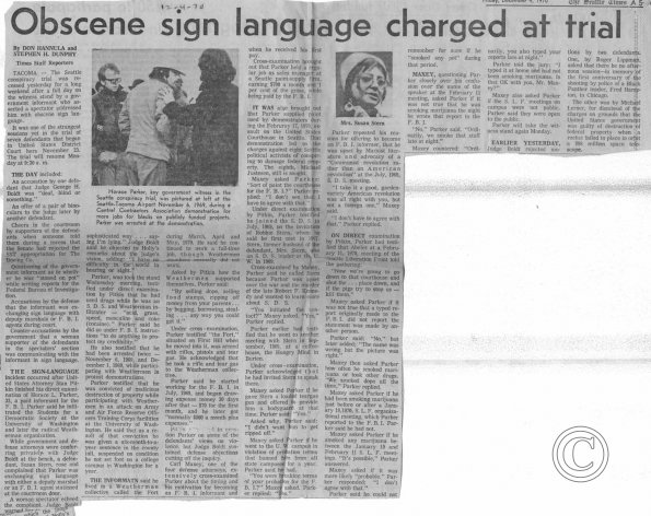 Obscene Sign Language Charged At Trial, Seattle Times, 12/4/1970 pt. 1