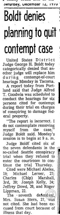 Boldt denies planning to quit contempt case. Dec 12