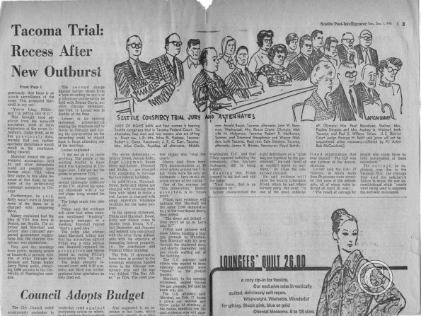 Tacoma Trial, New Outburst Brings Recess, Seattle PI, 12/1/1970 pt. 3