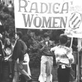 Members of Radical Women and the Young People's Socialist League at an August 1971 labor rally