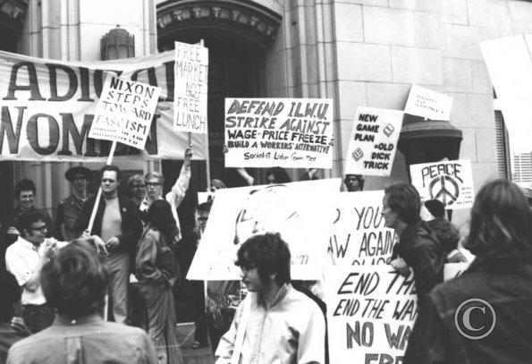 August 1971 Labor/radical rally, with counter-protester