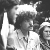 Steve Ludwig, center, at August 1971 labor/radical rally
