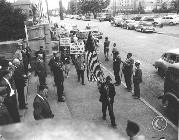 Canwell hearings demonstrations. Photo courtesy MOHAI