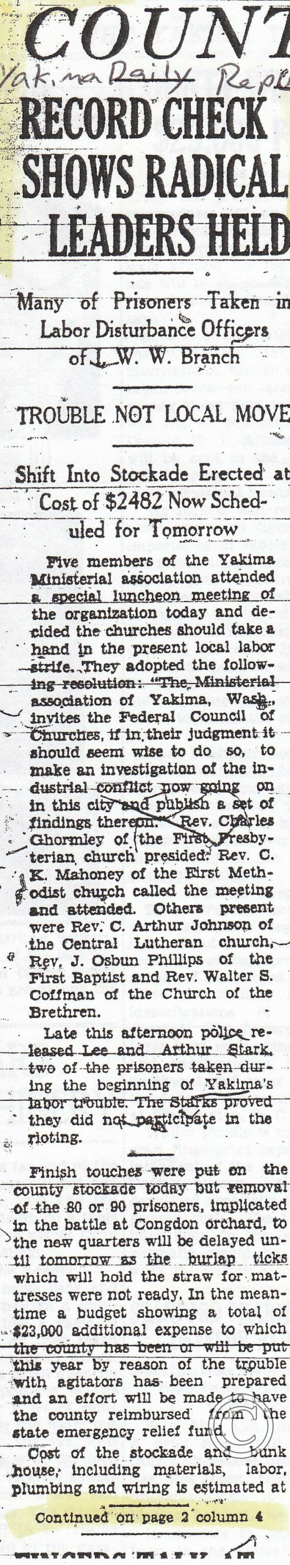 Yakima Daily Republic, September 1, 1933, pg. 1