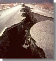 Cracked highway, Alaska, 1964