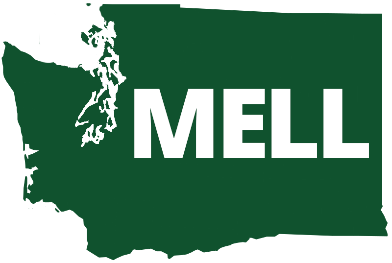 MELL logo inside of Washington state outline
