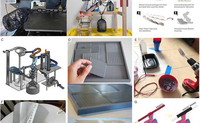collage of student projects from online digital fabrication courses