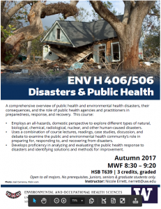 Course: Disasters and Public Health – Fall 2017