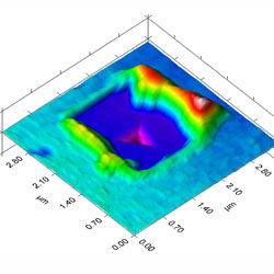 Description: 3D SPM image of MFI film indentation