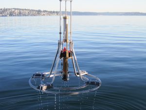 Craib Corer waits to be lowered into water