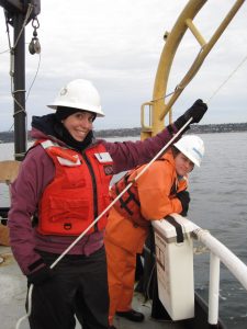 Researcher on deck of R/V Barnes