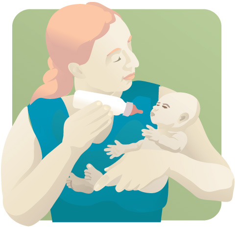 bottle feeding young baby