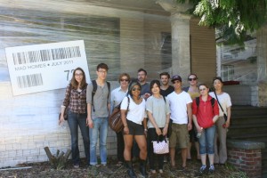 Art 496 students and instructors in front of Troy Gua's Mad Home installation; photo by Alison Milliman 