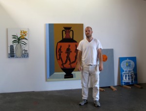 Jonas Wood in his studio, 2011; courtesy of the artist