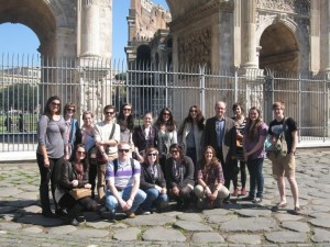 Levi Higgs (standing 4th from left) with 2011 Art History Seminar in Rome group; image courtesy of Levi Higgs