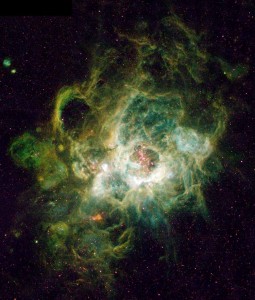 Emmission nebula NGC 604 photographed by Hubble Space Telescope in 1995; taken from Wikimedia Commons