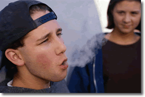 Teenage boy smoking