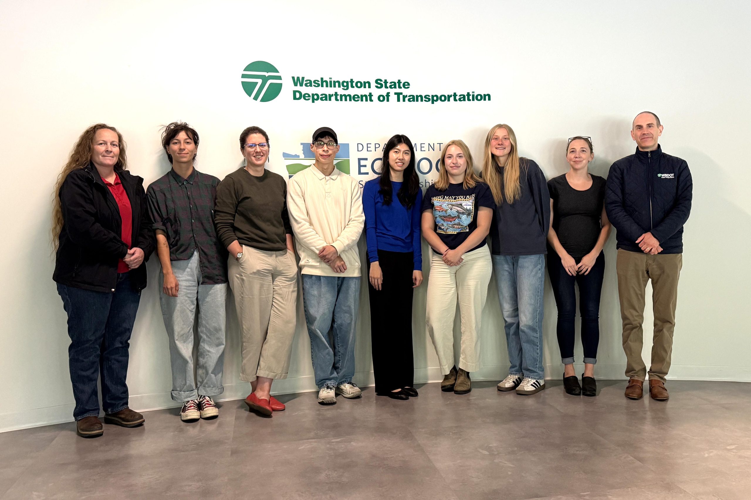 Photo of four of the student interns and their mentors who participated in the 2026 Washington Infrastructure Workforce Internship, at WSDOT facilities in Seattle.