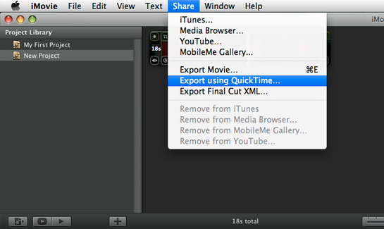 exporting movie from imovie