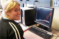 A Pre-MAPer learning how to interpret spectra (photo by Sarah
Loebman).