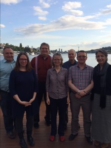 UW AAUP board members meet in Seattle with national AAUP representatives, April 2015. Left to right: Duane Storti, Dawn Tefft, Howard Bunsis, Julie Schmid, Bert Stover, Rob Wood