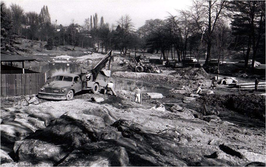 During the construction of Seattle Japanese Garden.