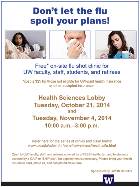 campus flu shot clinics are coming health sciences administration flu shot clinic flyer