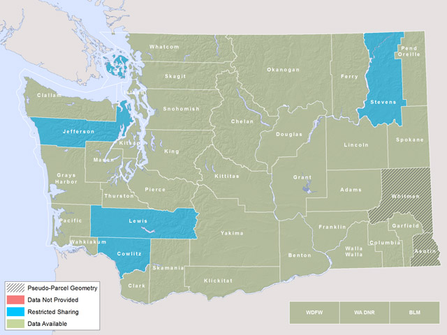 Available data in the government 2012 Washington State Parcel Database